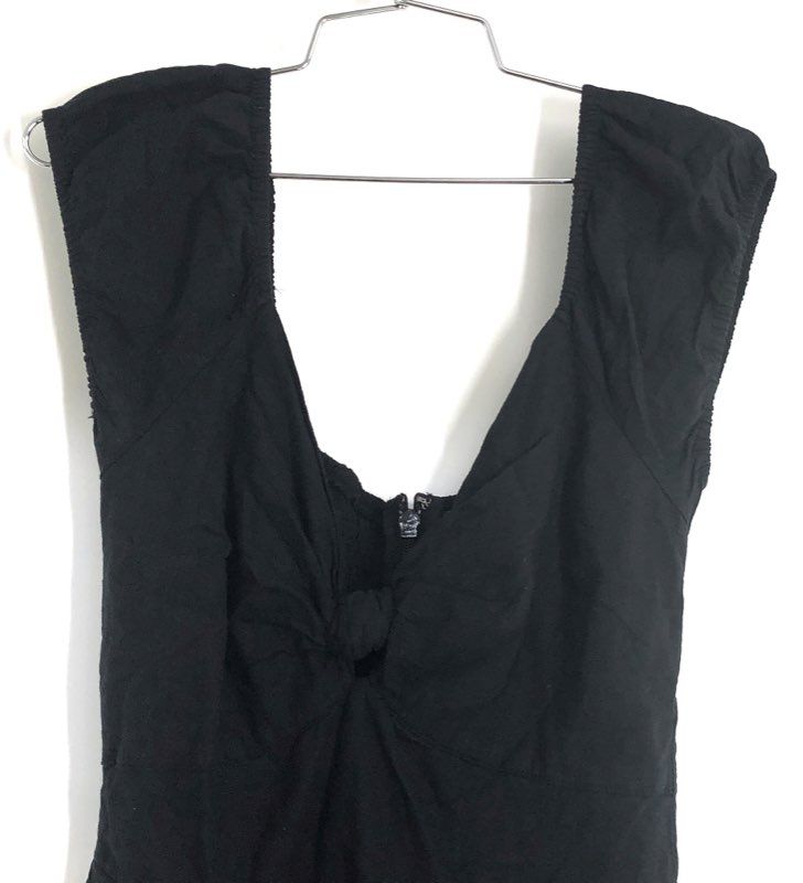 Abercrombie & Fitch Women's Black Linen Blend Knot Front Mini Dress Sz S