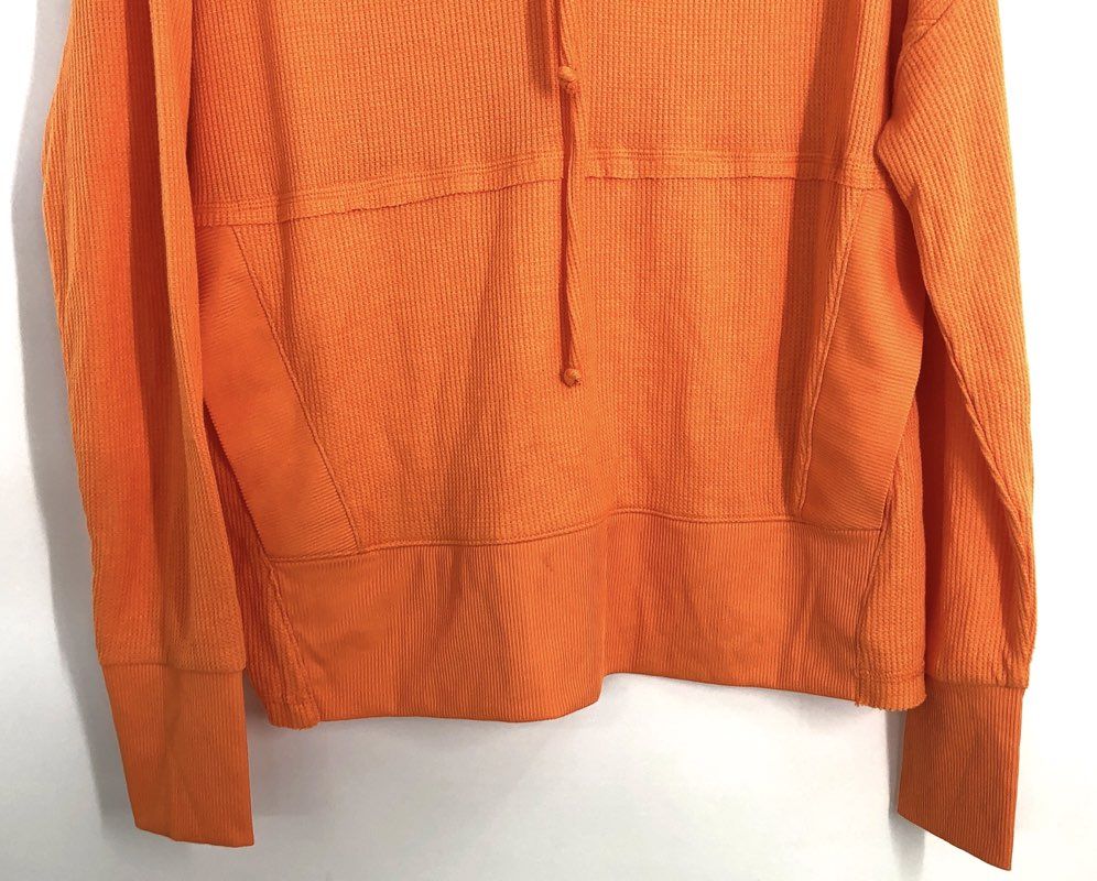 Body & Sol Women's Orange Waffle Knit Hooded Pullover Hoodie Sz XL