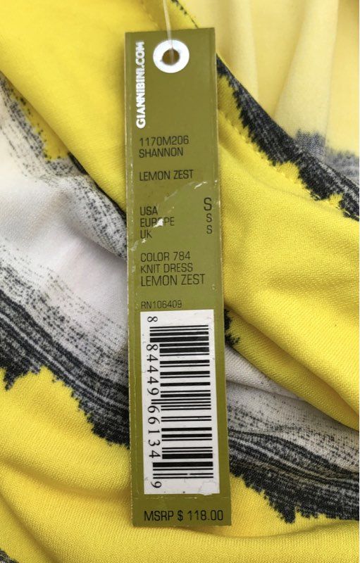 Gianni Bini Women's One Shoulder Shannon Knit Sundress Yellow Striped Sz S NWT