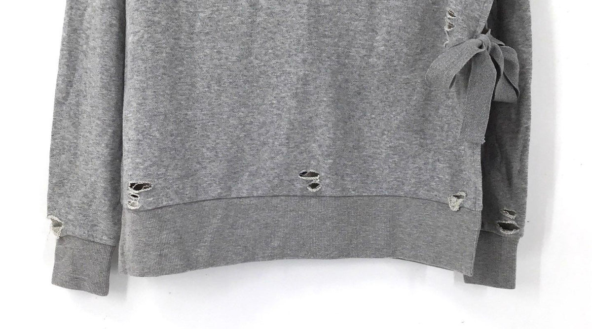 NWT Romeo & Juliet Couture Gray Distressed Side Tie Sweatshirt Pullover Womens S
