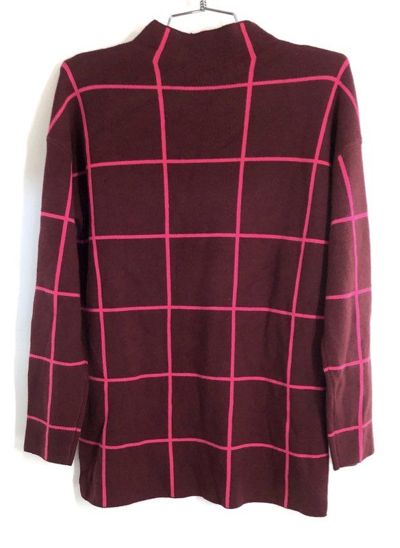 LOFT Women's Burgundy Pink Grid Mock Neck Sweater Sz XS