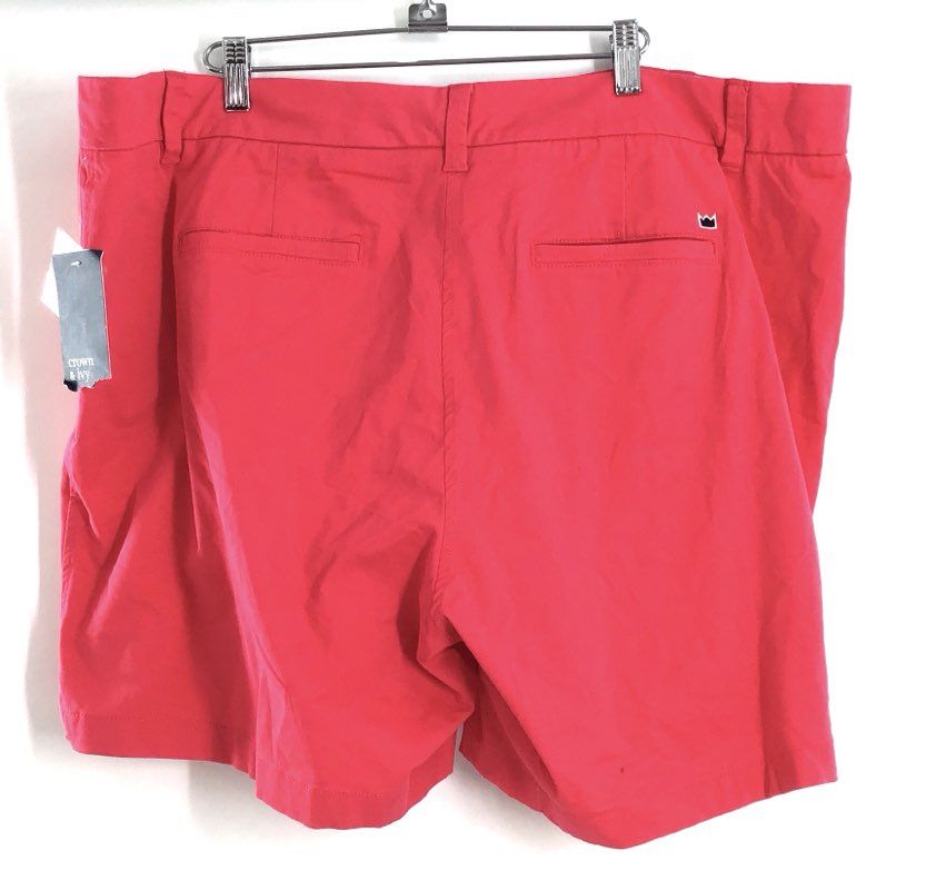 Crown & Ivy Women's Caroline Stretch Twill Shorts Coral 7" Inseam Sz 20W NWT