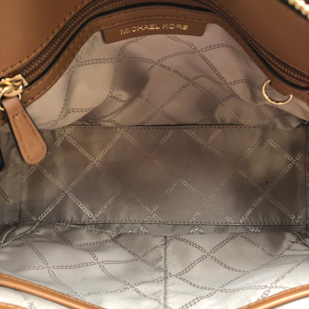 Michael Kors Brown Monogram Marilyn Satchel Crossbody Bag Gold Hardware COA