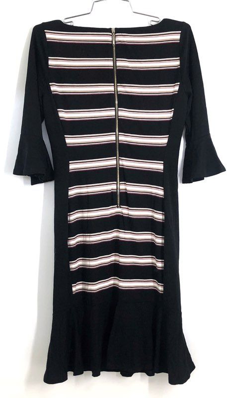White House Black Market Women's Striped Bell Sleeve Flippy Hem Dress Sz 2 NWT