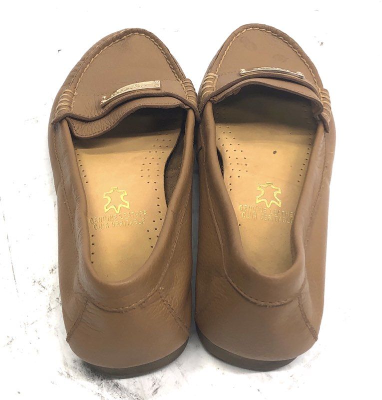 Coach Fredrica Tan Pebbled Leather Driving Loafers Women's Size 8.5B