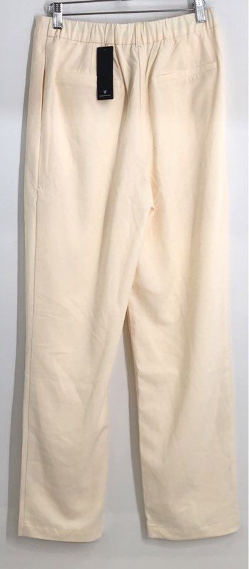 Lulus Women's Cream Pleated High Rise Wide Leg Pants Elastic Back NWT Sz S