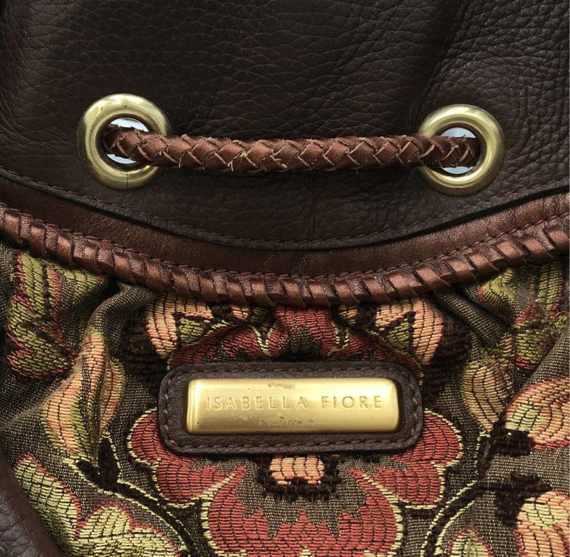 Vintage 2000s Isabella Fiore Floral Tapestry Leather Satchel Handbag Tassels