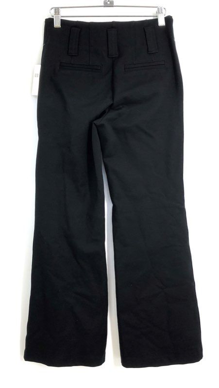 Maeve Anthropologie Women's Black Wide Leg Patch Pocket Stretch Pants NWT Sz 0P