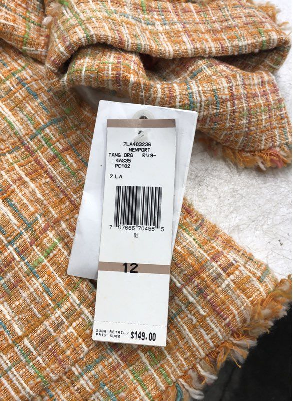 NWT Jones New York Women's Tang Orange Plaid Blazer - Size 12