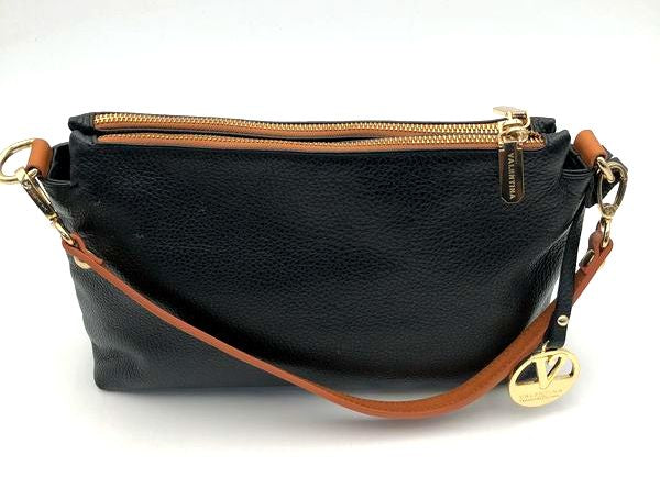 Valentina Black\Brown Pebbled Leather 'Convertible' Satchel Bag (+COA)