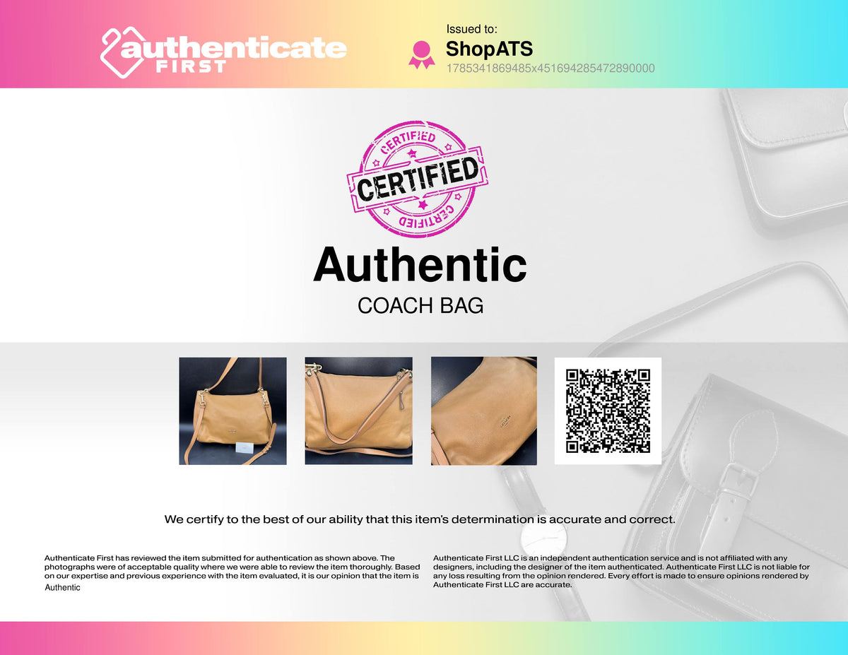 Coach Tan Pebbled Leather Mia Shoulder Bag Crossbody Gold Hardware COA