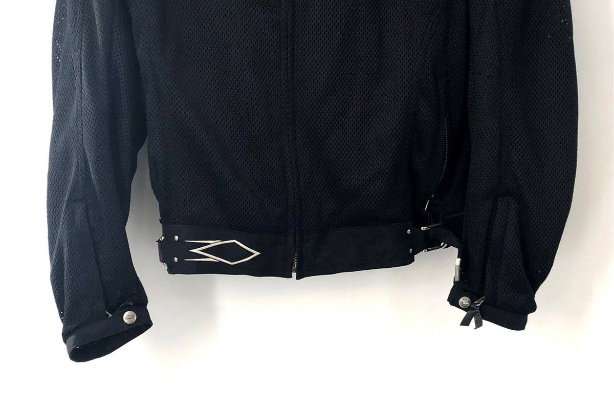 Power Trip Men's Motorcycle Jacket Black Armored Mesh Full Zip Sz L