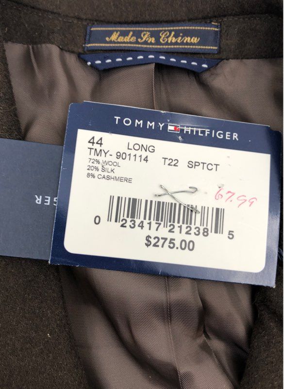 NWT Tommy Hilfiger Men&#39;s Brown Notch Lapel Single-Breasted Blazer - Size 44L