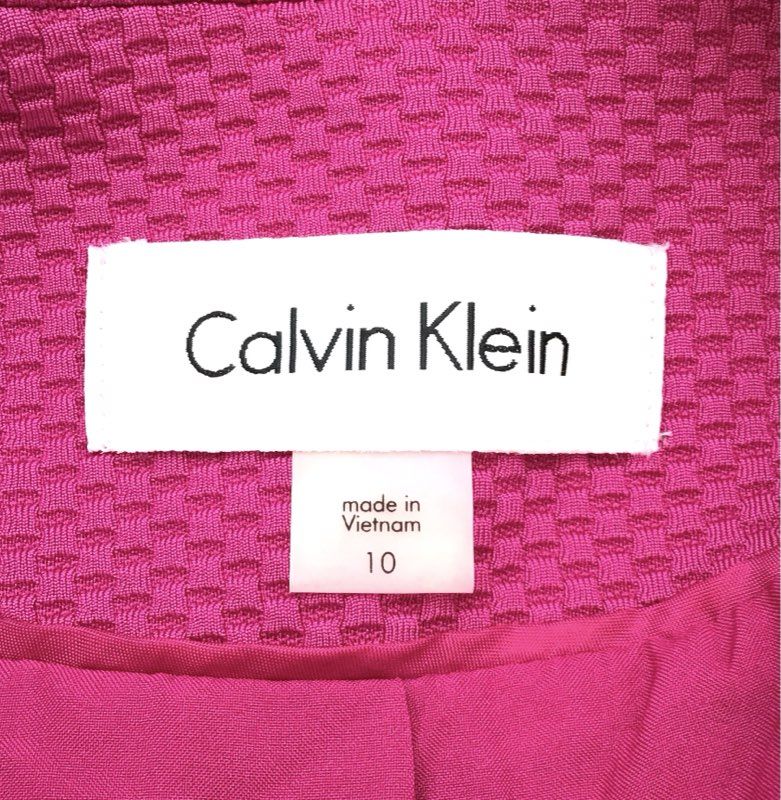 NWT Calvin Klein Women&#39;s Pink Collared Open Front Jacket - Size 10