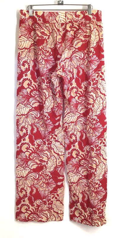 Lilly Pulitzer Women's Red Floral Wide Leg Viscose Blend Lounge Pants Sz S