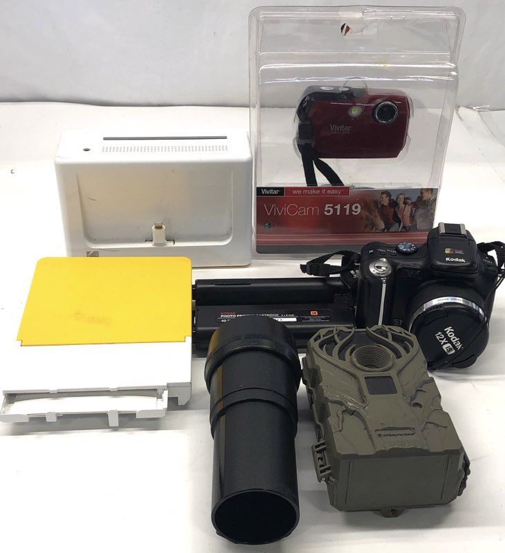 Kodak EasyShare 5.1MP & Vivitar ViviCam 5119 + Stealth Cam 6pc Camera Lot