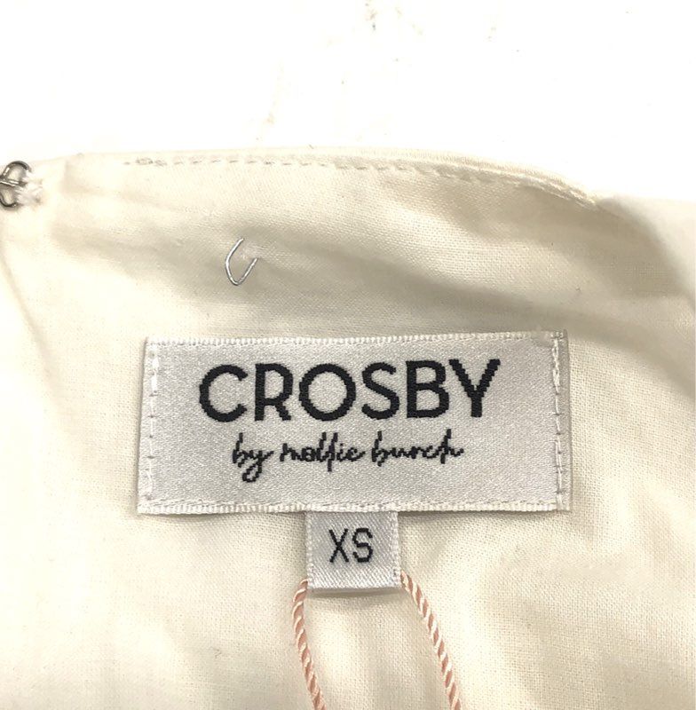 Crosby Women's White Genevieve Ruffle Cotton Blend Midi Dress Sz XS NWT