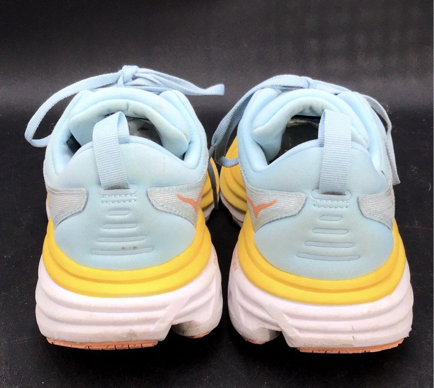 Hoka One One Men's Bondi 8 White Blue Athletic Shoes - Size 8.5