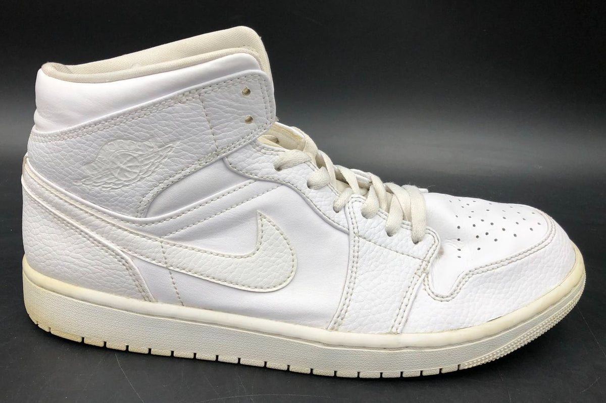 Nike Air Jordan 1 Mid &#39;Triple White&#39; 2020 Men&#39;s Sneakers - Size 11 (+COA)