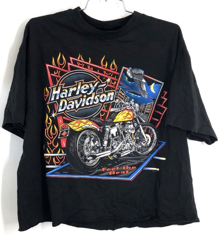 Vintage 1995 Harley-Davidson Feel the Heat Black Hills Rapid City SD Tee Sz L