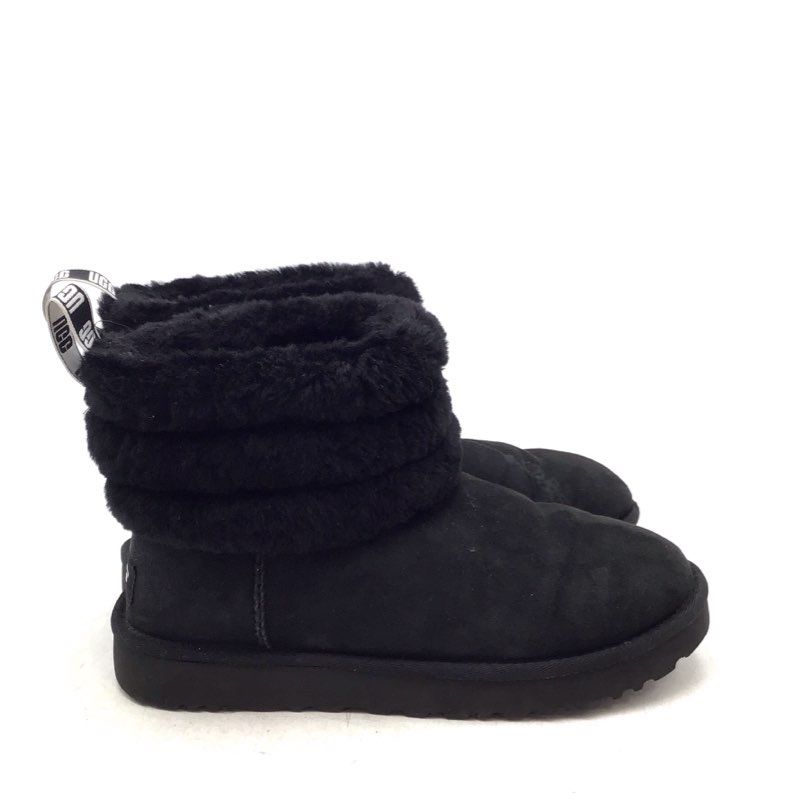 UGG Women&#39;s Classic Mini Fluff 1098533 Black Quilted Snow Boots - Size 8