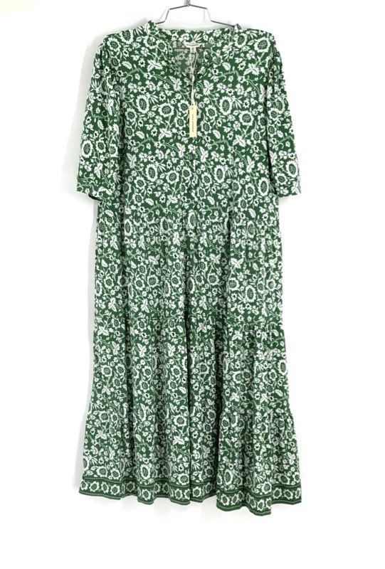 NWT Max Studio Women&#39;s Green White Midi A-Line Dress - Size 2X