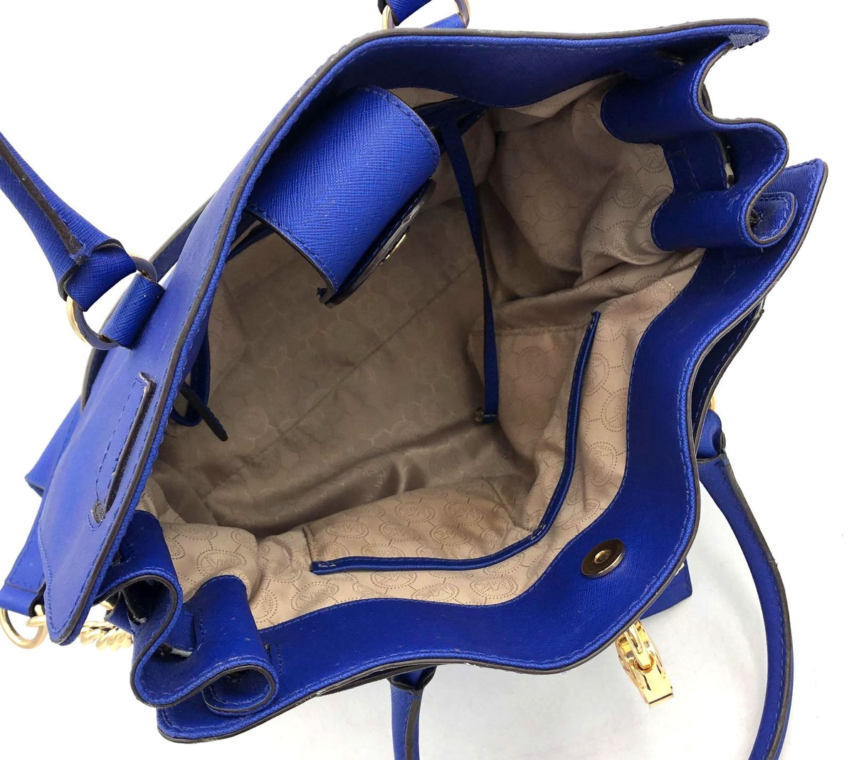 Authentic Michael Kors Women&#39;s Cobalt Blue Leather Luxury Tote Bag- COA Included