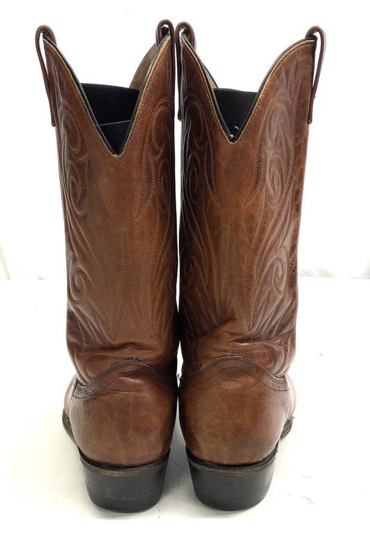 Vintage Tony Lama Cognac Brown Leather Western Cowboy Boots Men's Size 10C