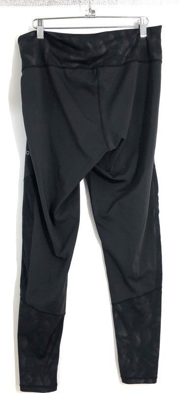 Adidas Women's Black Tonal Geometric Print Panel Athletic Leggings Sz XL