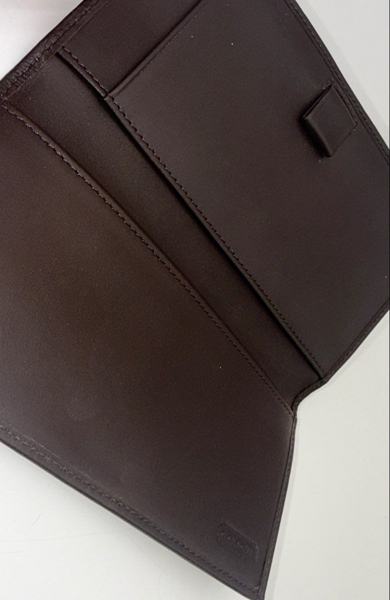 Coach Brown Khaki Signature Monogram Canvas Long Checkbook Cover Wallet