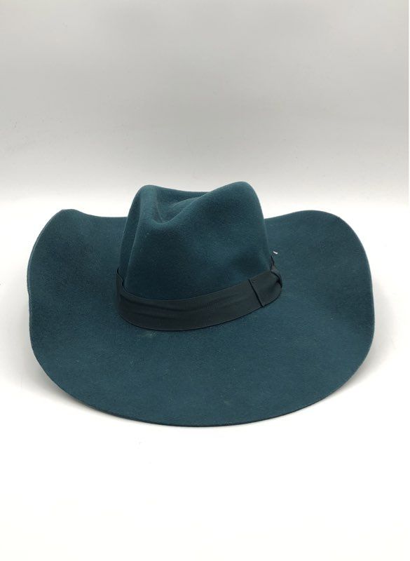Wyeth Women's Adrian Felt Hat Teal Green 100% Wool Wide Brim Fedora Sz M NWT
