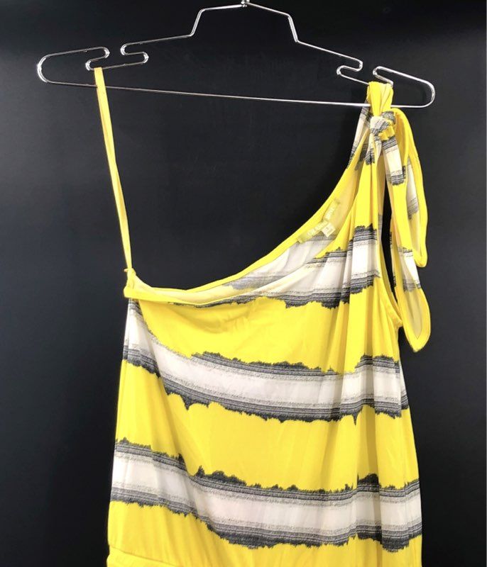 Gianni Bini Women's One Shoulder Shannon Knit Sundress Yellow Striped Sz S NWT