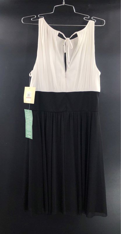 La Nouvelle Renaissance Women's Ivory Black Beaded Waist Colorblock Dress Sz 10