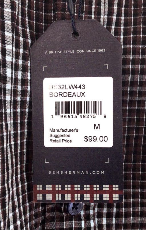 NWT Ben Sherman Men's Multicolor Plaid Stretch Button-Up Shirt Size M