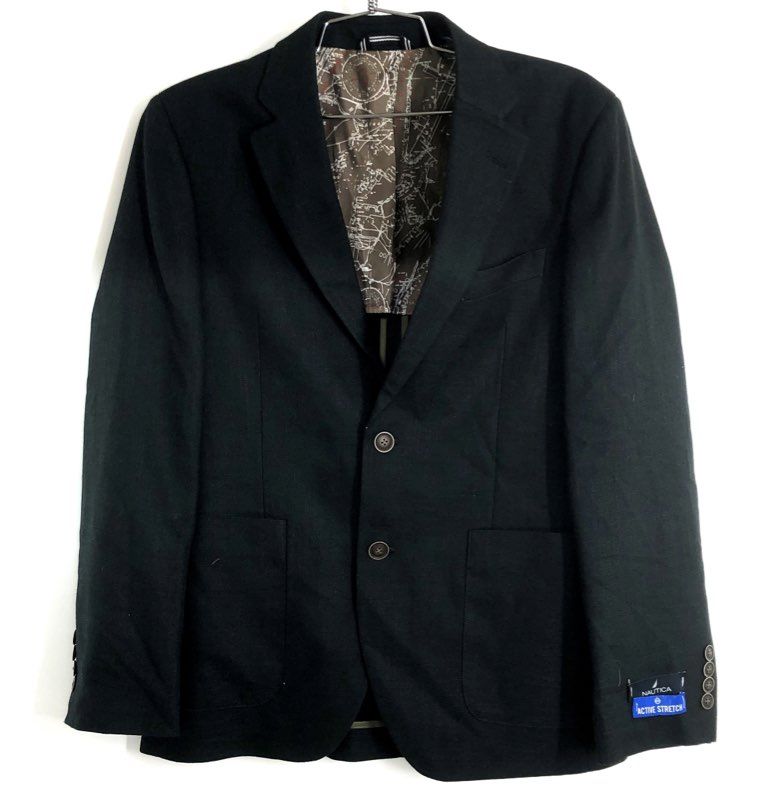 Nautica Men's Black Jensen Modern Fit Active Stretch Blazer Sport Coat Sz 36