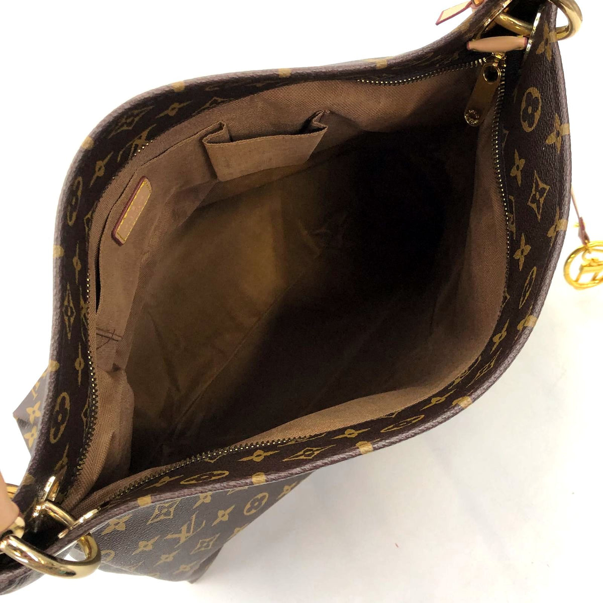 Louis Vuitton Inspired Brown LV Monogram Print Coated Canvas Shoulder Bag