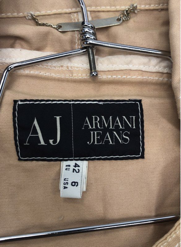 Armani Jeans Women's Beige Military Double Breasted Jacket Gold Buttons Sz 6