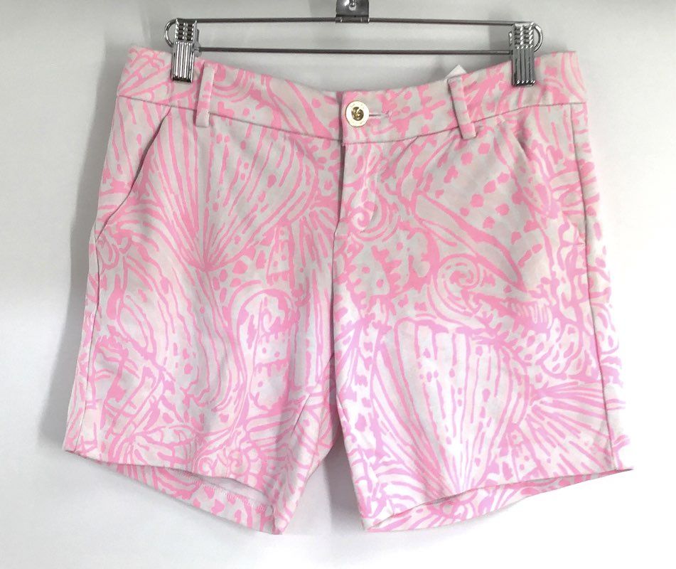 Lilly Pulitzer Women's Callahan Pink White Seashell Print Stretch Shorts Sz 0