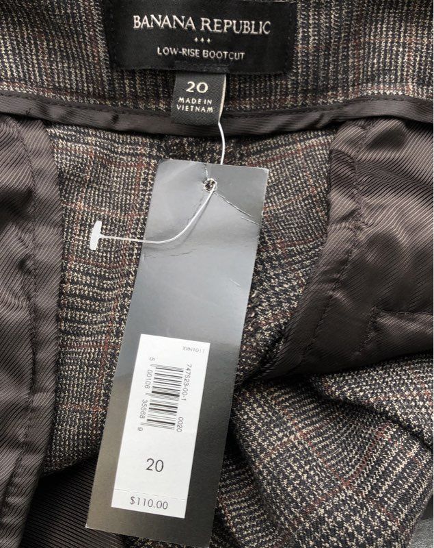 NWT Banana Republic Women's Brown Low-Rise Bootcut Trouser Pants - Size 20