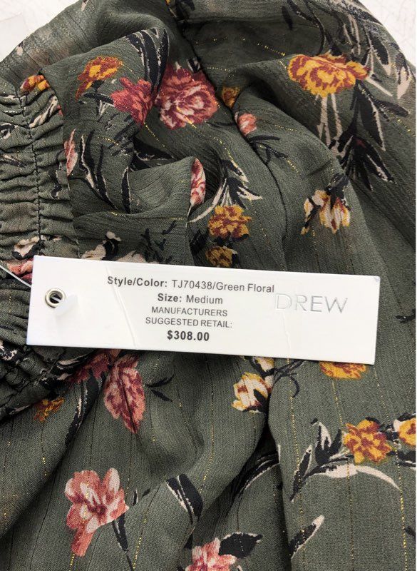 NWT Drew Women's Green Floral Mini Dress - Size M