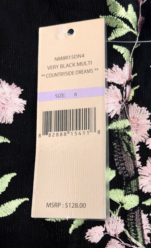 Nanette Lepore Women's Countryside Dreams Embroidered Mesh Dress Black NWT 6