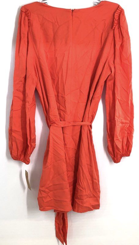 Cremieux Women's Orange Long Sleeve Belted Lyocell Tencel Mini Dress NWT Sz L