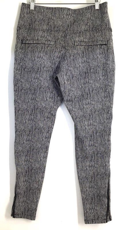 Athleta Women's Delancey Textured Moto Tight Black White Leggings Sz L