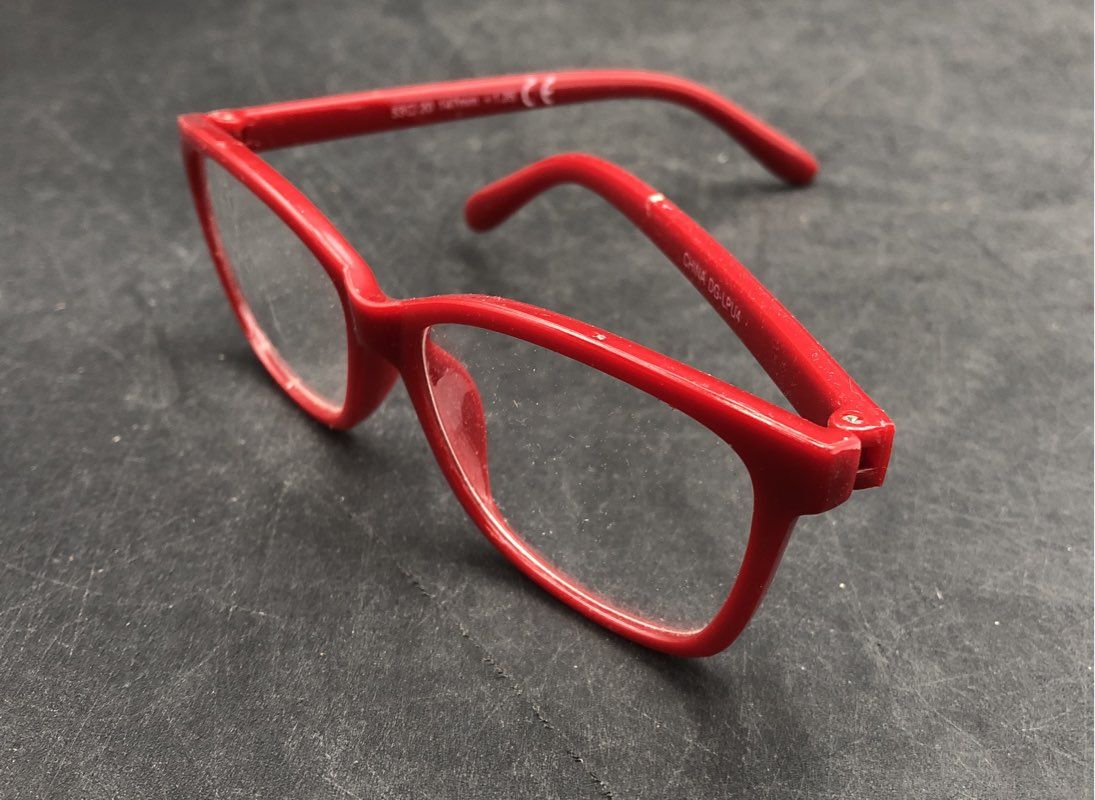 Red Plastic Rectangular Reading Glasses +1.25 Strength 53-20-147