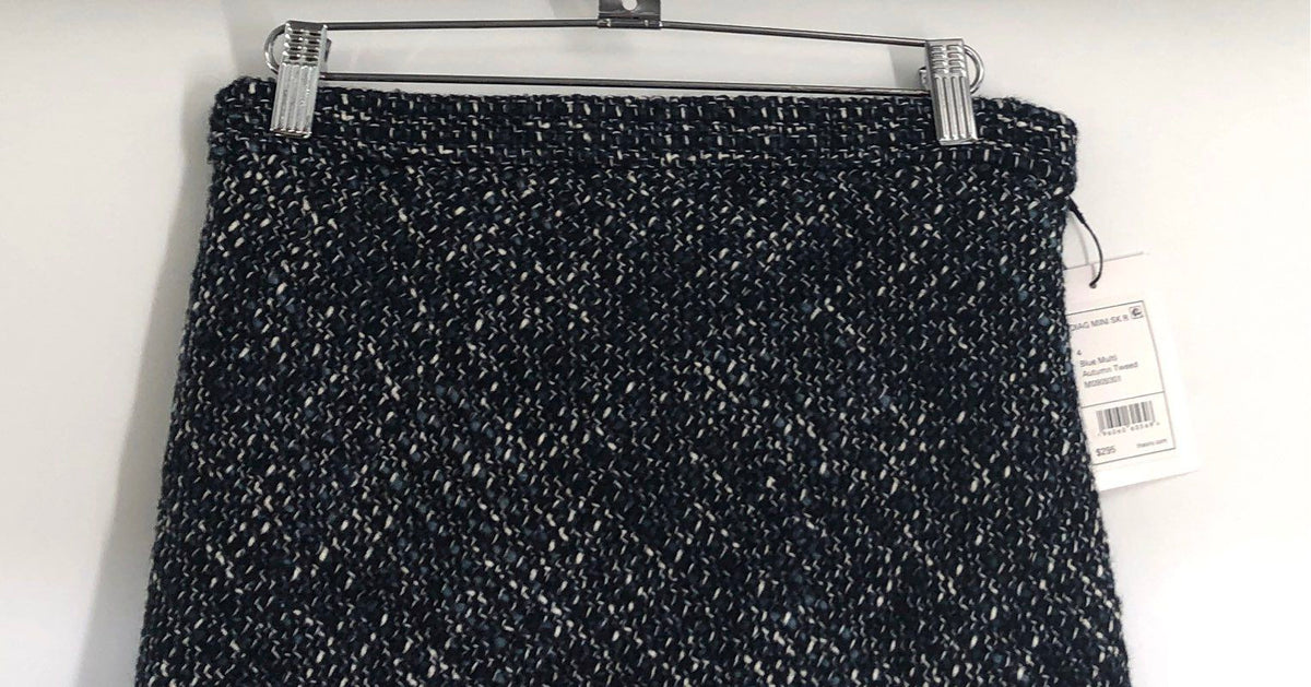 Theory Women's Blue Multi Autumn Tweed Ruffle Hem Mini Skirt Sz 4 NWT
