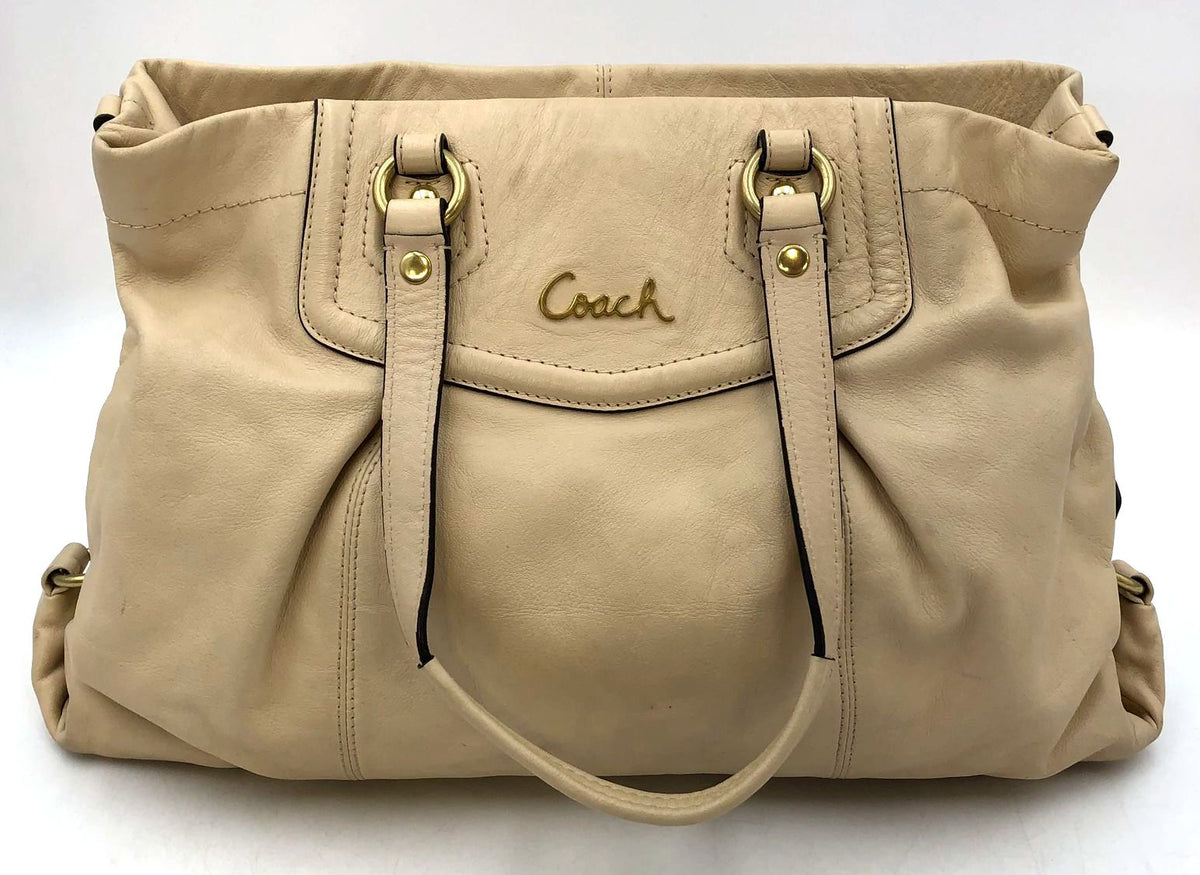 Coach F19243 'Ashley' Beige Leather Shoulder Bag with Gold-Tone Hardware (+COA)