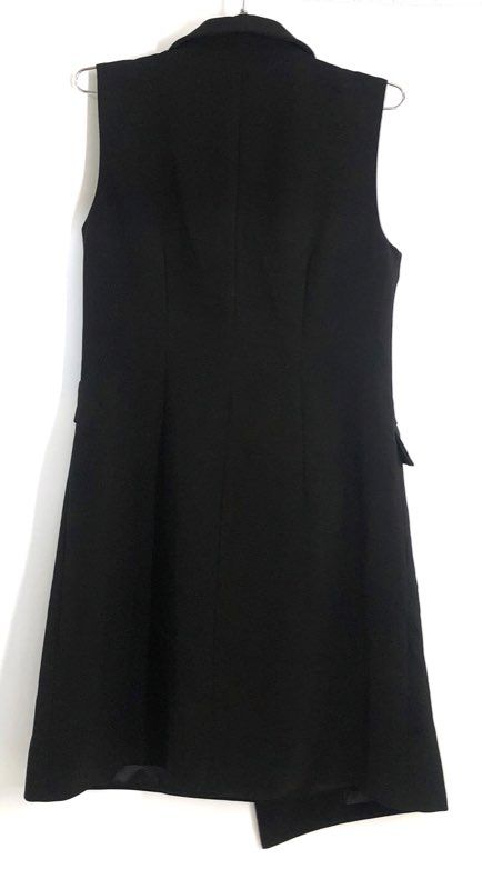 White House Black Market Women's Black Sleeveless Surplice Tuxedo Dress Sz 8 NWT