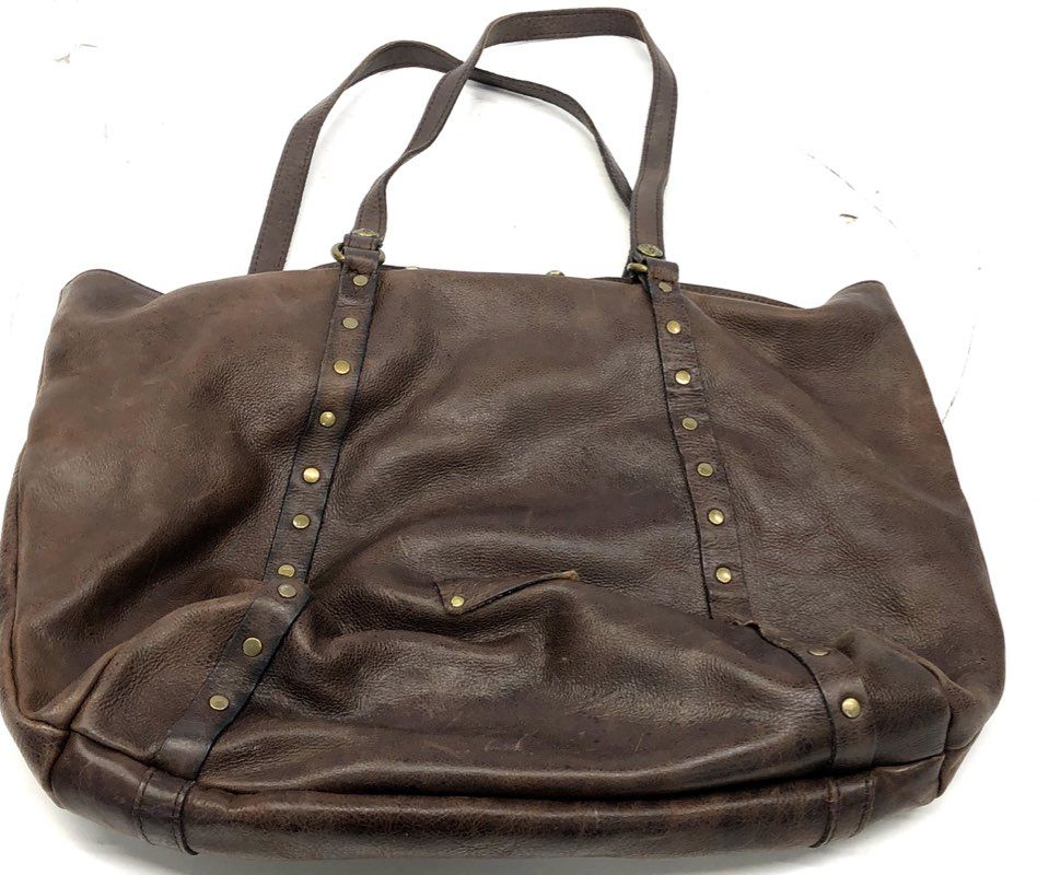 Patricia Nash Brown Leather Studded Nash Tote Bag Brass Hardware