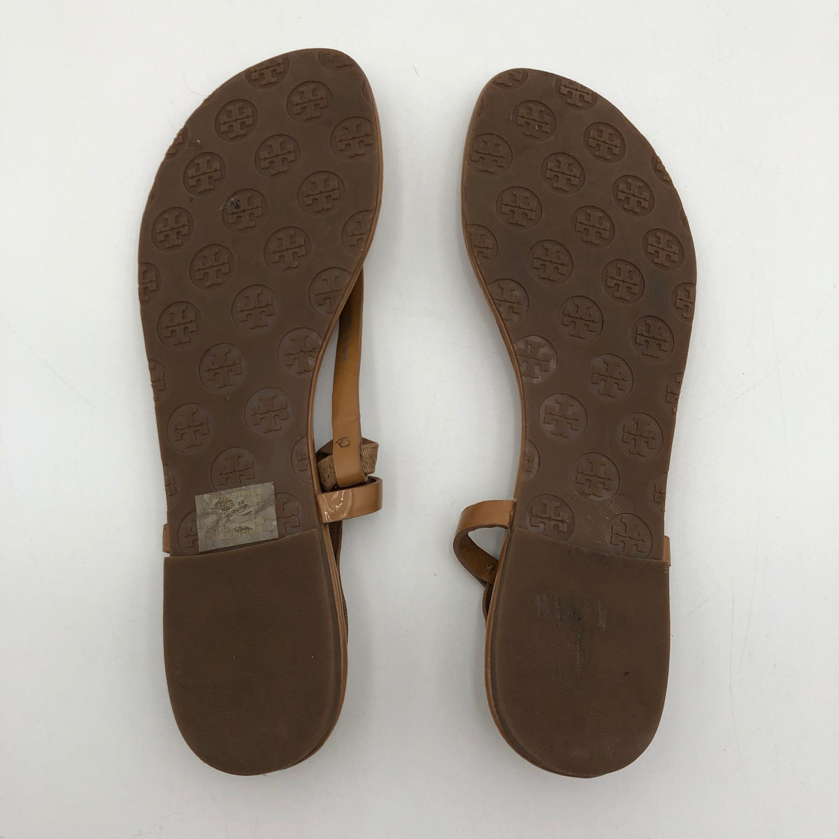 Tory Burch Emmy Miller Tan Patent Leather Thong Sandals Women's Size 10 COA