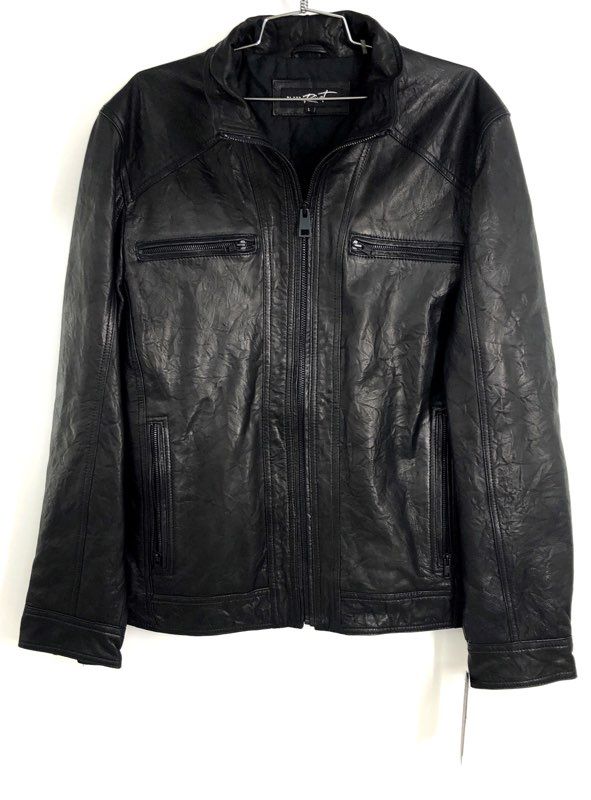 Black Rivet Men's Black Wilsons Moto Racer Jacket NWT Quilted Lined Sz L